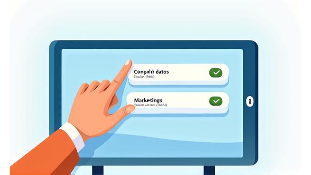 Representación de un panel de control digital con botones para gestionar consentimientos de datos, simbolizando el control del usuario sobre su información compartida.